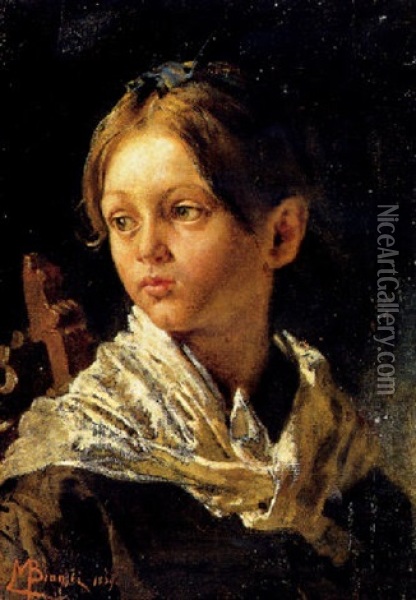 Ritratto Di Bambina Oil Painting - Mose di Giosue Bianchi