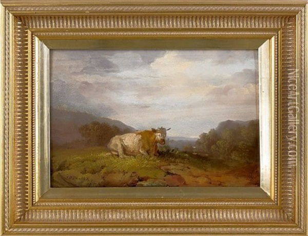 Landscape With Cow Oil Painting - Francis Daniel Devlan