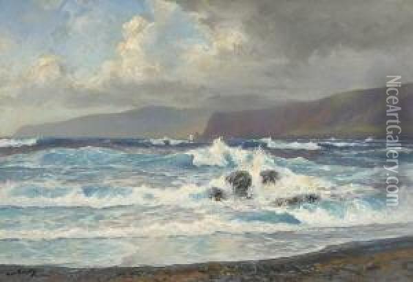 Meeresbrandung Auf
 Teneriffa. Oil Painting - Hans Bohrdt