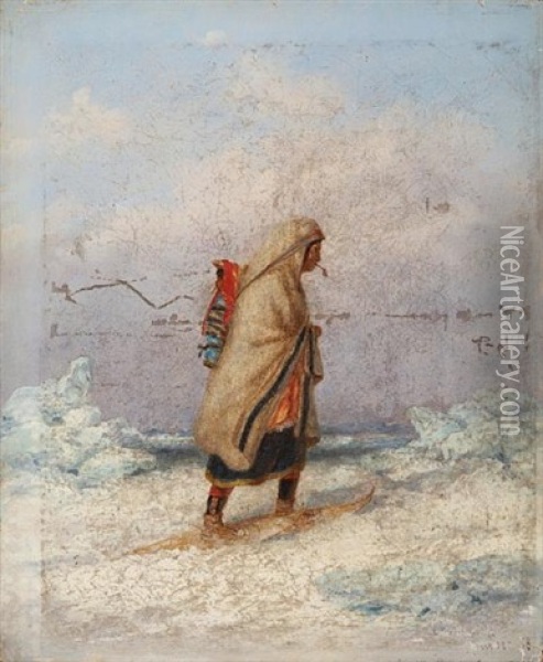 Moccasin Seller And Trapper Oil Painting - Cornelius David Krieghoff