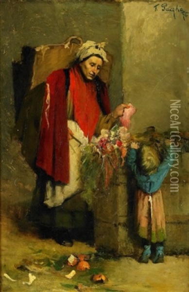 Blomsterforsaljerska Oil Painting - Ferencz (Franz) Paczka