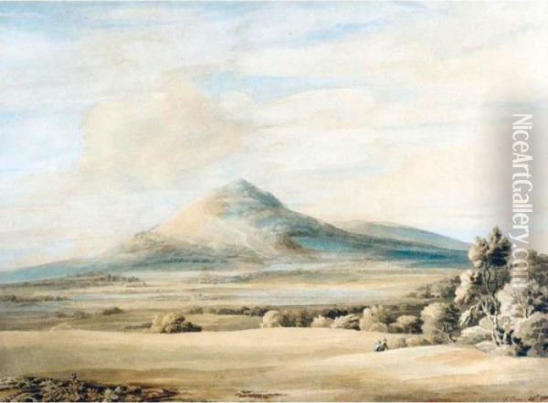 A View Of The Wrekin In Shropshire Going From Wenlock To Shrewsbury Oil Painting - Francis Towne