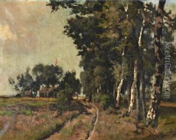 Berkenbomen Aan Landweg Oil Painting - Jan Hillebrand Wijsmuller