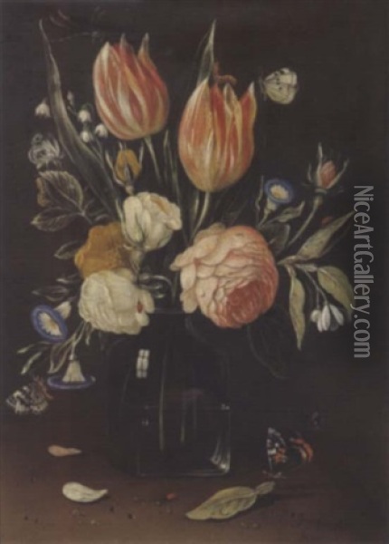 Blumenstraus In Einer Glasvase Oil Painting - Jan van Kessel the Elder