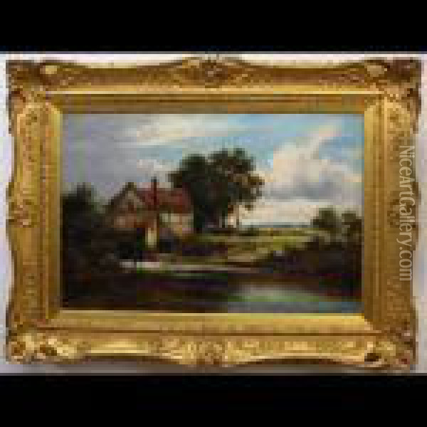 A Surrey Mill Oil Painting - William Langley