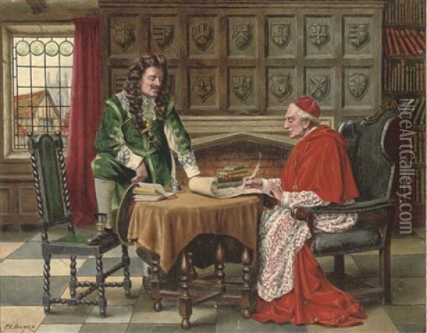 A Meeting With The Cardinal Oil Painting - Alfred Lyndon Grace