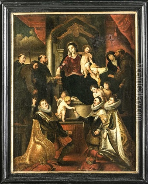 Rosenkranzmadonna Oil Painting - Caspar de Crayer