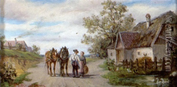 Begegnung Auf Der Landstrasse Oil Painting - Ludwig Mueller-Cornelius