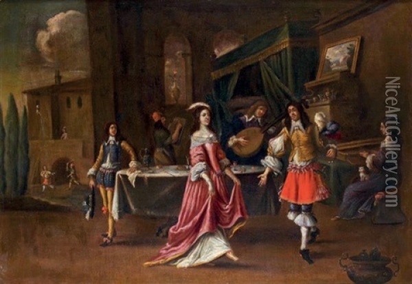 Scene De Bal Oil Painting - Hieronymous (Den Danser) Janssens