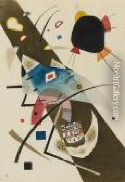 Zwei Schwarze Flecke Oil Painting - Wassily Kandinsky