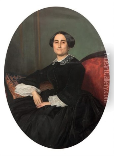 Portrait De Madame Clement Oil Painting - Felix Auguste Clement