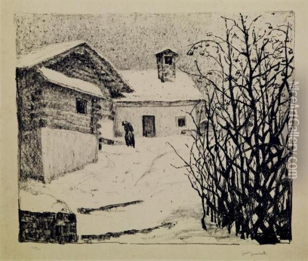 Das Haus Des Kunstlers In Maloja Im Winter Oil Painting - Giovanni Giacometti