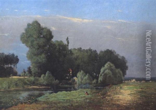 Idyllische Fluslandschaft Oil Painting - Auguste Grasset