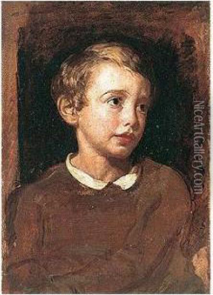 Portrait Of Thomas Knyvett Richmond, The Artist's Son, When A Boy Oil Painting - George Richmond