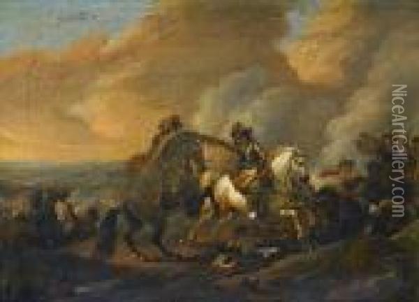 A Cavalry Skirmish Oil Painting - Jan Wyck