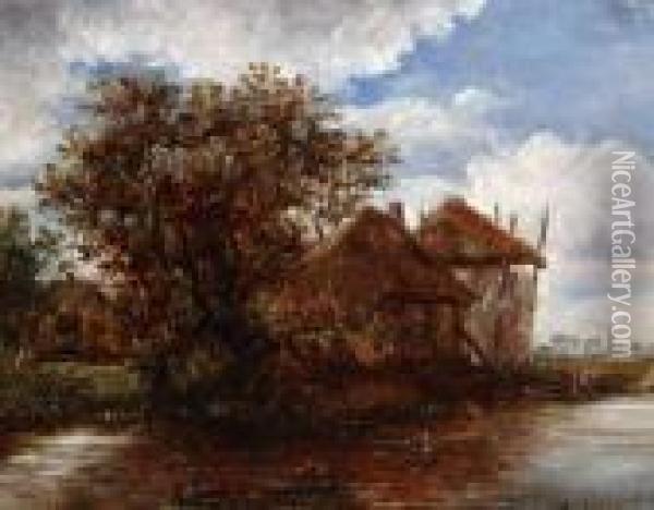 Boerderij Aan Het Water Oil Painting - Willem Roelofs