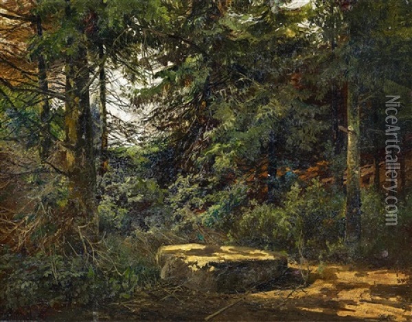 Waldinneres Oil Painting - Franz Pflugradt