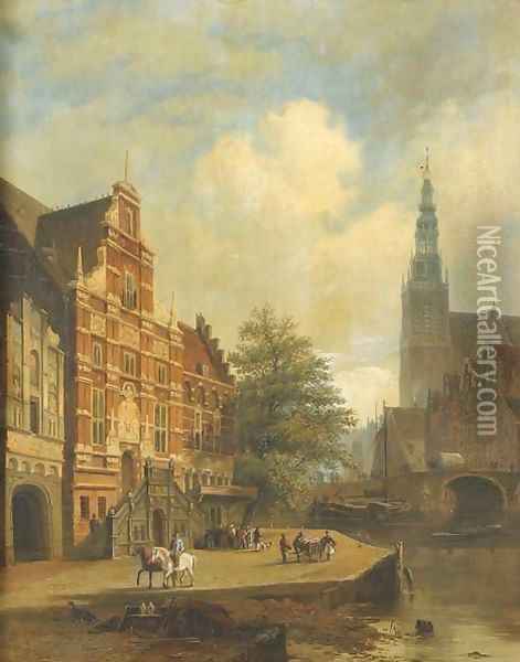 View of a Dutch town Oil Painting - Dutch School