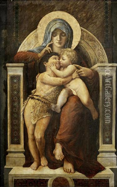 Vierge Portant Saint Jean Baptiste Et L'enfant Jesus Oil Painting - William Bougureau