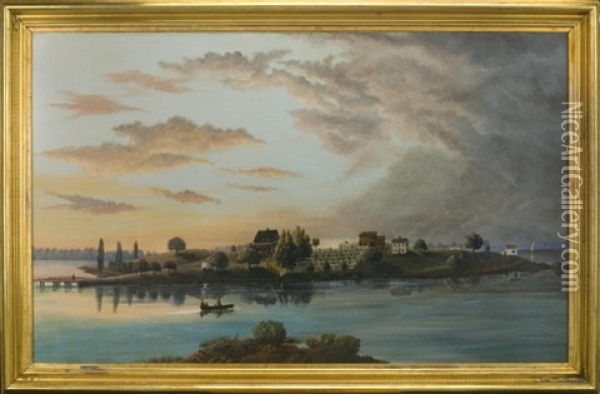 View Of Salter's Island, Portsmouth Harbor Oil Painting - Timothy M. Newhall