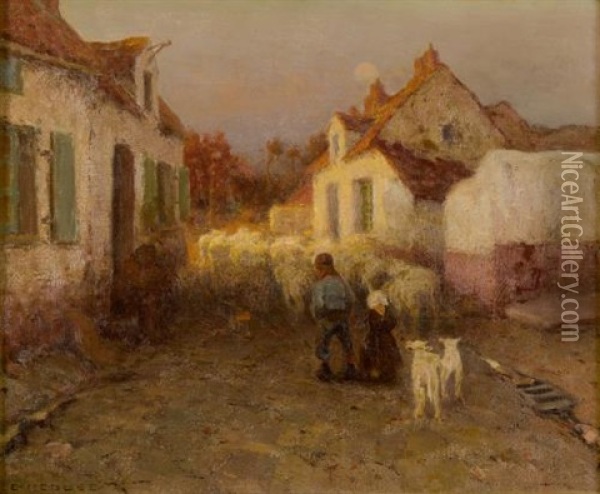 Street Scene, Etaples Oil Painting - Eanger Irving Couse