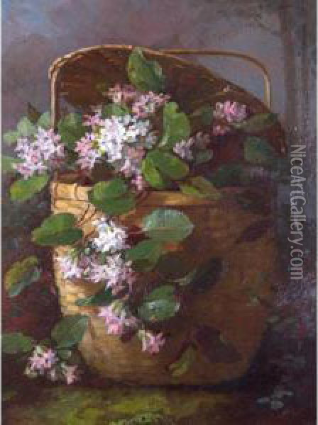 A Basket Of Flowers Oil Painting - Anna Elizabeth Hardy