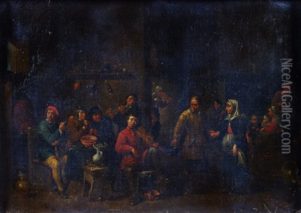 Joueurs De Violon Dans Un Cabaret Oil Painting - Matheus van Helmont