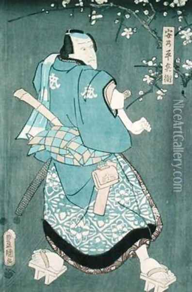 Detail of Character Two from Five Characters from a Play by Toyokuni Oil Painting - Utagawa Kunisada