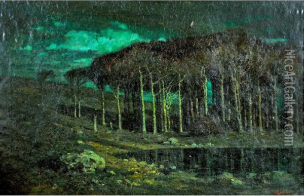 The Moonlit Wood Oil Painting - Albert Moulton Foweraker