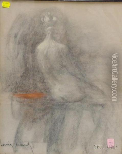 Portrait Of A Female (posterior View). Oil Painting - Louis Icart