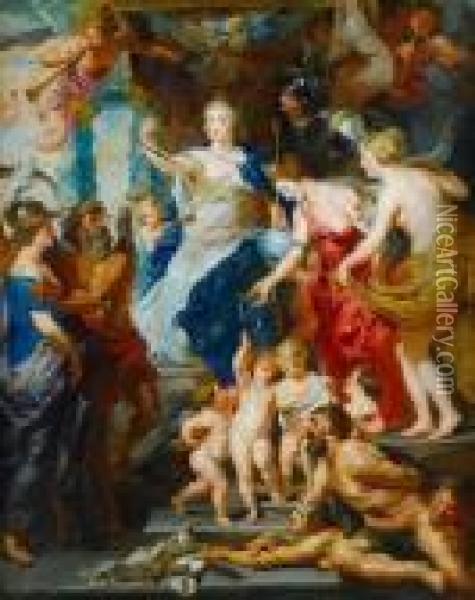 The Felicity Of The Regency Of Maria De'medici Oil Painting - Peter Paul Rubens