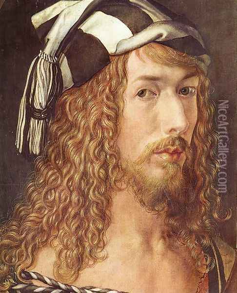 Self-Portrait at 26 (detail) Oil Painting - Albrecht Durer
