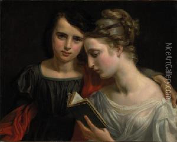 Reading From 'paul Et Virginie' Oil Painting - Marie Francoise Caroline Vallee