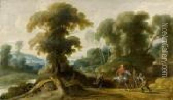 Landscape With Bandits Attacking Oil Painting - Pieter Meulenaer