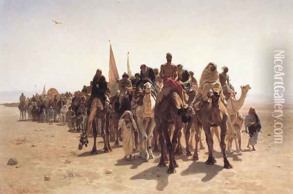 Pelerins allant à La Mecque (Pilgrims Going to Mecca) Oil Painting - Leon-Auguste-Adolphe Belly