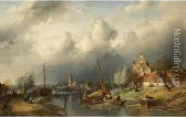 The Approaching Storm Oil Painting - Charles Henri Leickert
