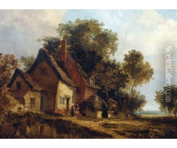 A Norfolk Cottage C. 1827 Oil Painting - George Vincent
