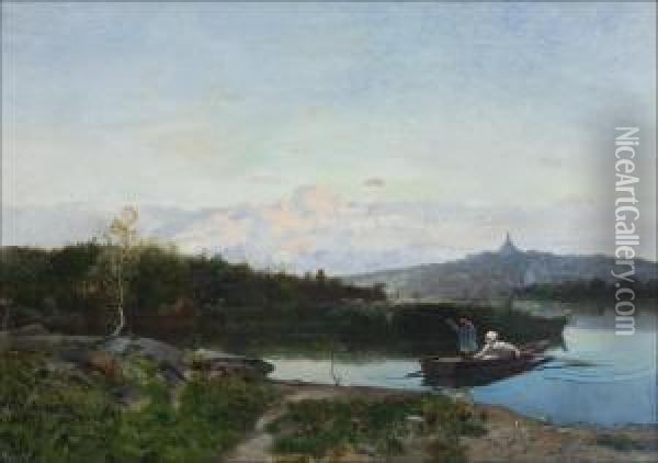 Metsastysretkella. Oil Painting - Hjalmar Sandberg
