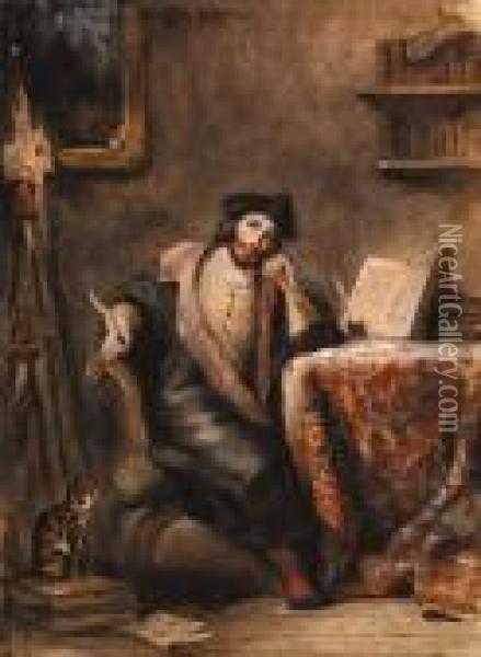 Faust Dans Son Cabinet Oil Painting - Eugene Delacroix