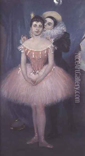 Pierrot and the Dancer Oil Painting - Pierre Carrier-Belleuse