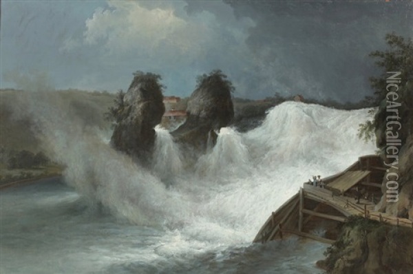 Rheinfall Oil Painting - Heinrich Johann Wuest