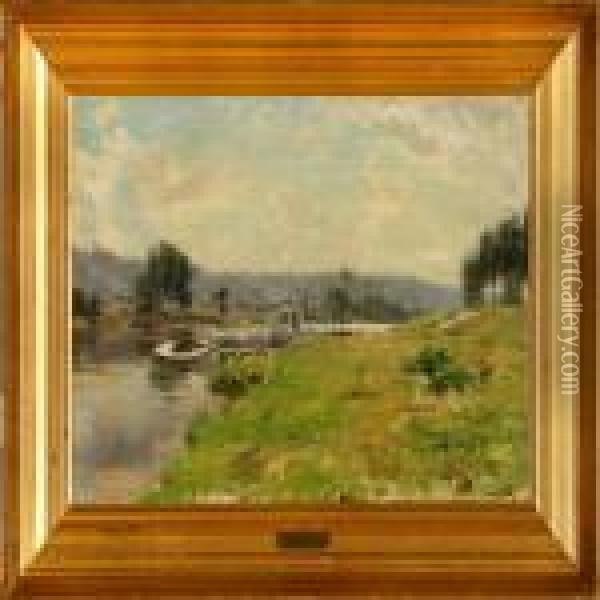 Summer Landscape With A Stream Oil Painting - Carl Martin Soya-Jensen