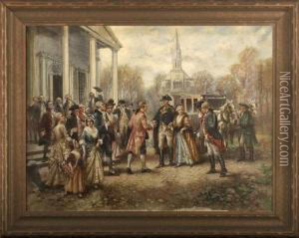 Washington After Resigning His Commission Leaving Annapolis For Mount Vernon Oil Painting - Edward Percy Moran