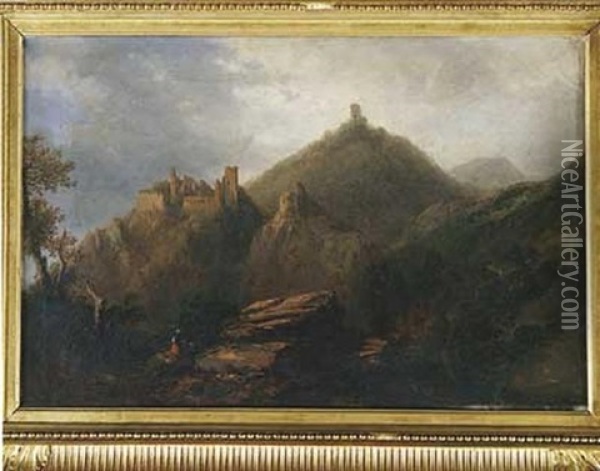 Vue Presumee De Heidelberg Oil Painting - Jules Coignet