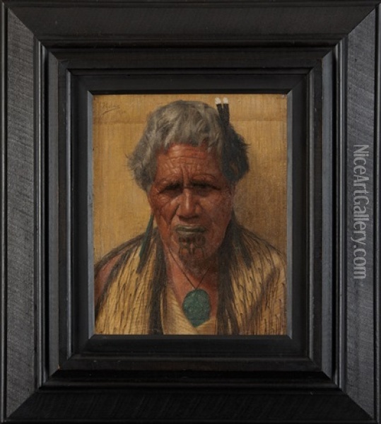 Te Hei, A Ngati Raukawa Chieftainess Oil Painting - Charles Frederick Goldie