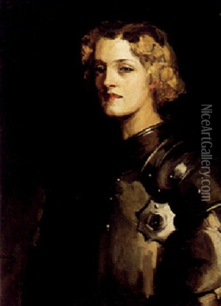 Portrait Of Pauline Chase As Joan Of Arc                    (painted Circa 1915) Oil Painting - John Lavery