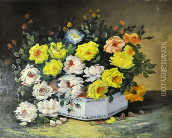 Bouquet De Fleurs Oil Painting - Emile Godchaux