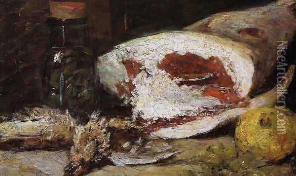 Still Life with a Leg of Lamb Oil Painting - Eugene Boudin