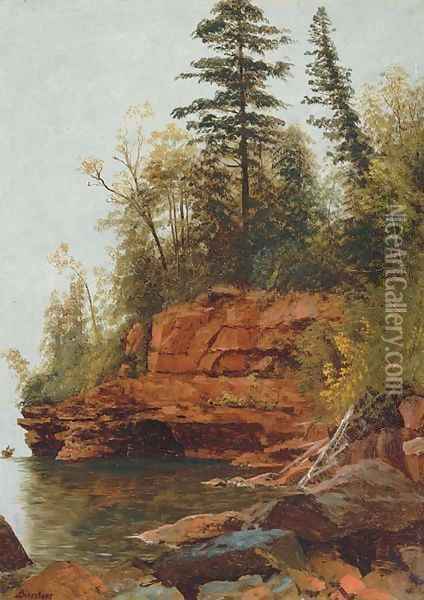 A Rocky Cove Oil Painting - Albert Bierstadt