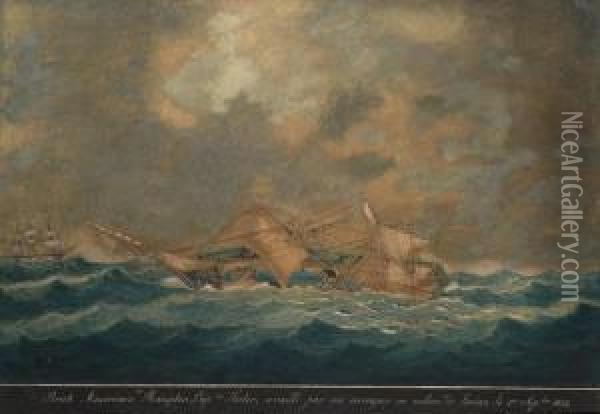The Wreck Of The 'hampton' Oil Painting - Louis Francois Pros. Roux